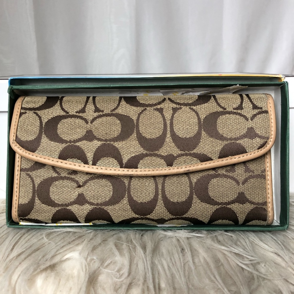 Coach signature monogram leather wallet